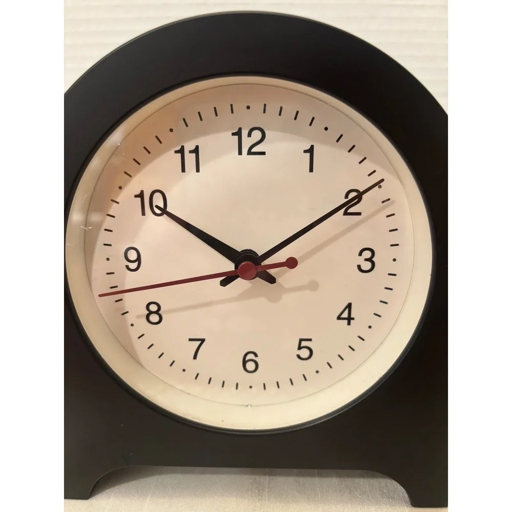 Room Essentials Matte Black Table Clock Analog Desk Shelf modern Decor New